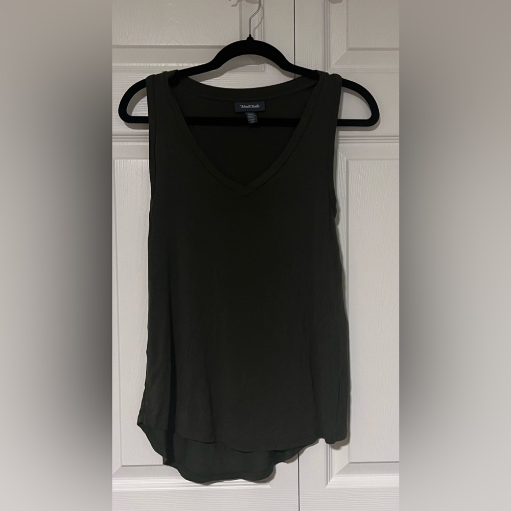 Modcloth V Neck Dark Green Tank Top